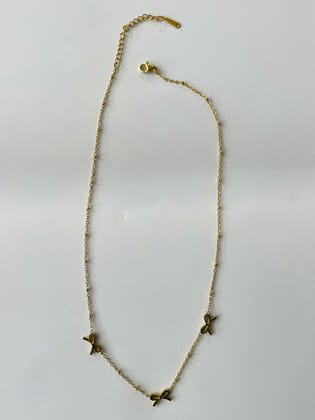 Elegant Gold-Plated Bow Charm Dainty Necklace