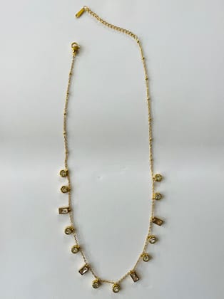 Elegant Gold-Plated CZ Charm Necklace with Adjustable Chain