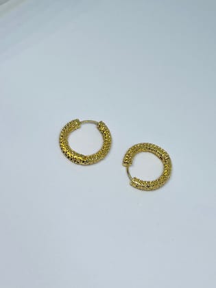 Gold Plated Textured Hoop Earrings for Women