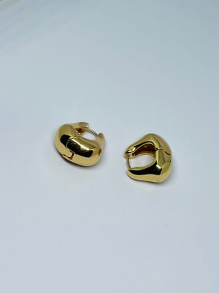 Chunky Gold Plated Dome Huggie Hoop Earrings