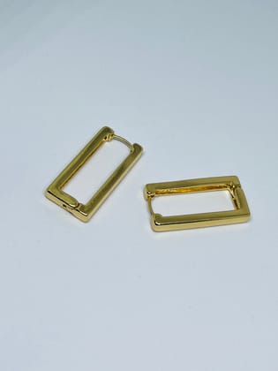 Chic Gold Plated Rectangular Hoop Earrings