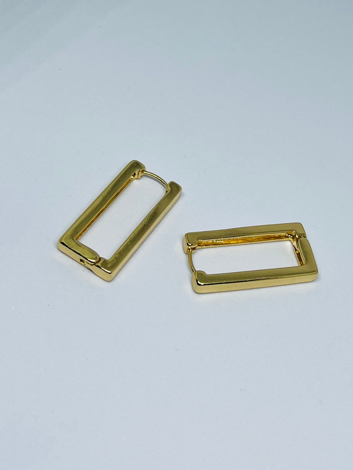 Chic Gold Plated Rectangular Hoop Earrings