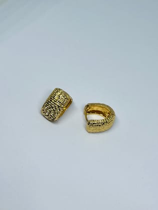 Elegant Gold Plated Textured Huggie Hoop Earrings for Women