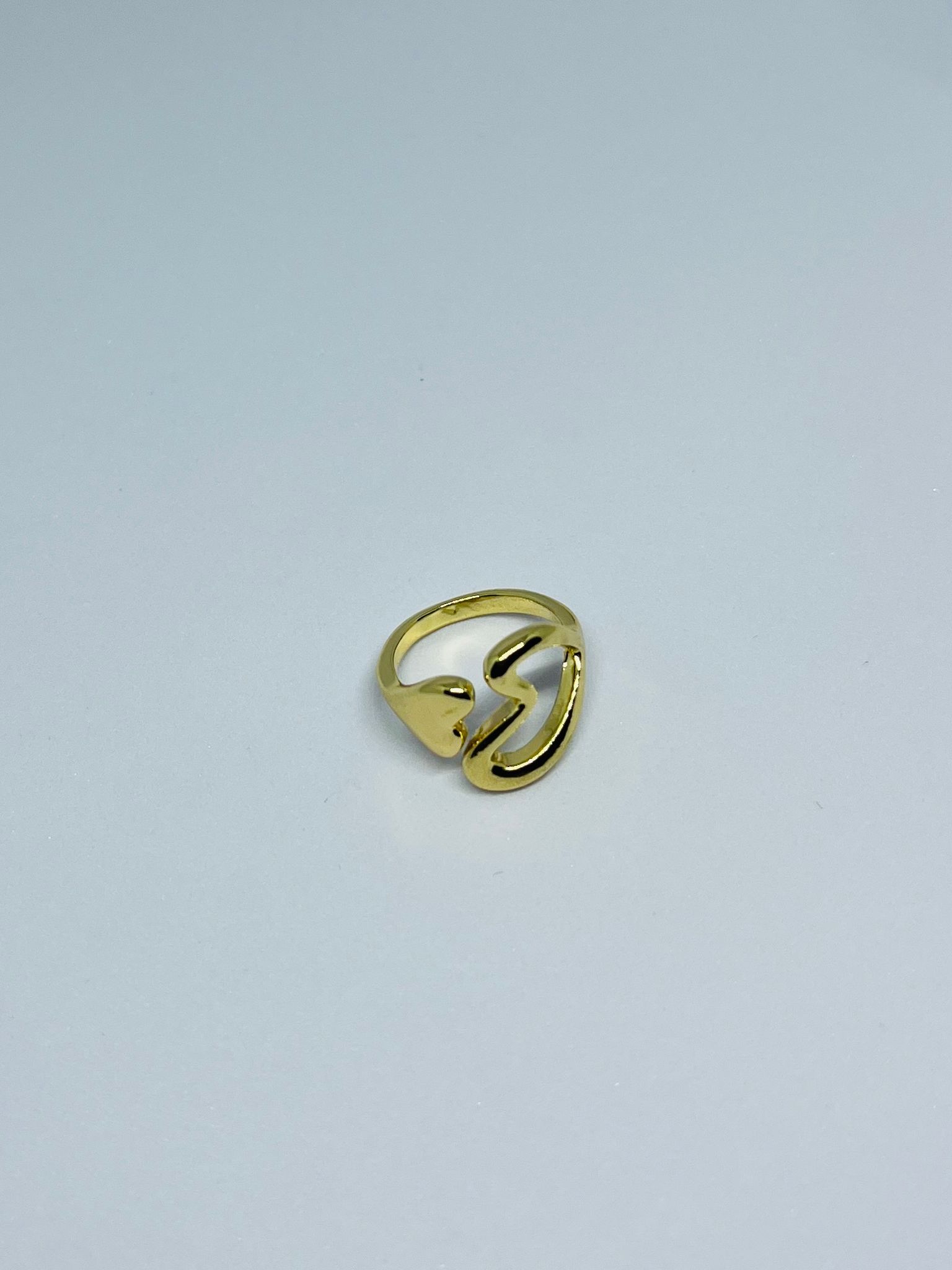 Elegant Gold Heart Design Adjustable Ring