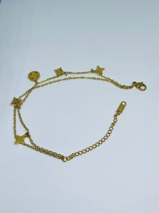 Elegant Gold Plated Double Chain Charm Bracelet for Women