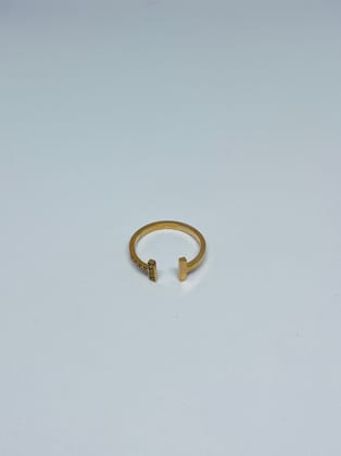 Elegant Gold Plated T-Bar Zircon Adjustable Ring
