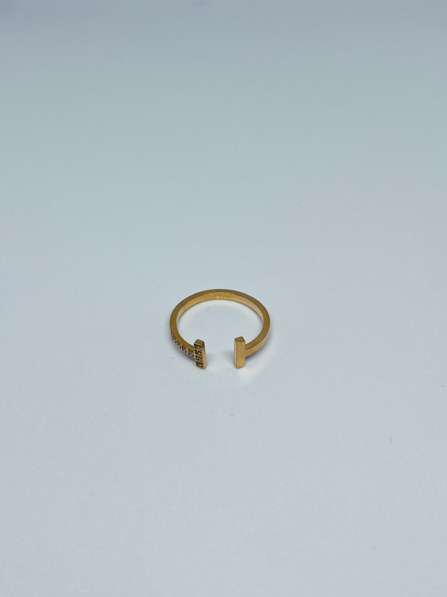 Elegant Gold Plated T-Bar Zircon Adjustable Ring