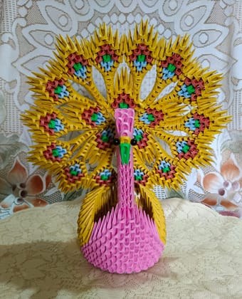 Handcrafted Multicolor Origami Peacock Decor