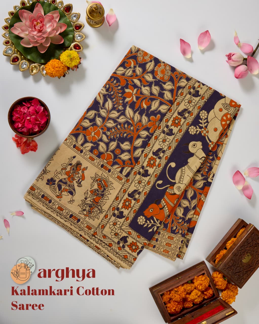 Arghya Kalamkari Cotton Saree for Women