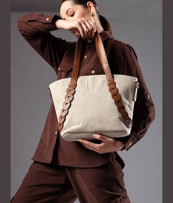 ENSAC Tote Bag Artificial Leather Set of 1 ( Brown )