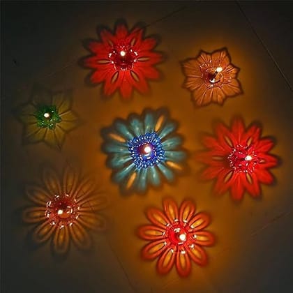 Colorful Reusable, Re Plastic Diya Set for Diwali & Festive Decor (12 Pcs)