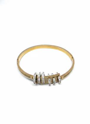 Elegant Rose Gold Plated Bangle Bracelet with Sparkling CZ Rings