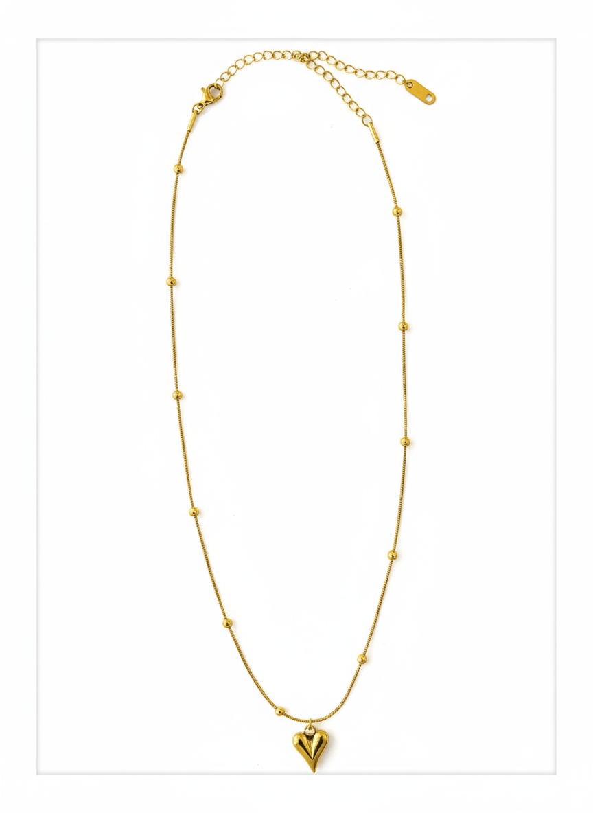 Elegant Gold-Plated Heart Pendant Dainty Chain Necklace