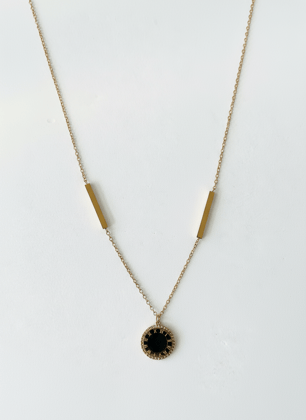 Gold-Toned Bar & Roman Numeral Pendant Necklace