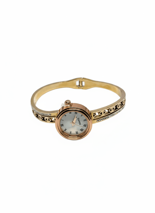 ZLIYO Rose Gold Toned Quartz Bangle Watch with Crystal Embellishments
