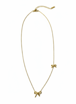 Chic Gold-Plated Bow Charm Necklace for Women