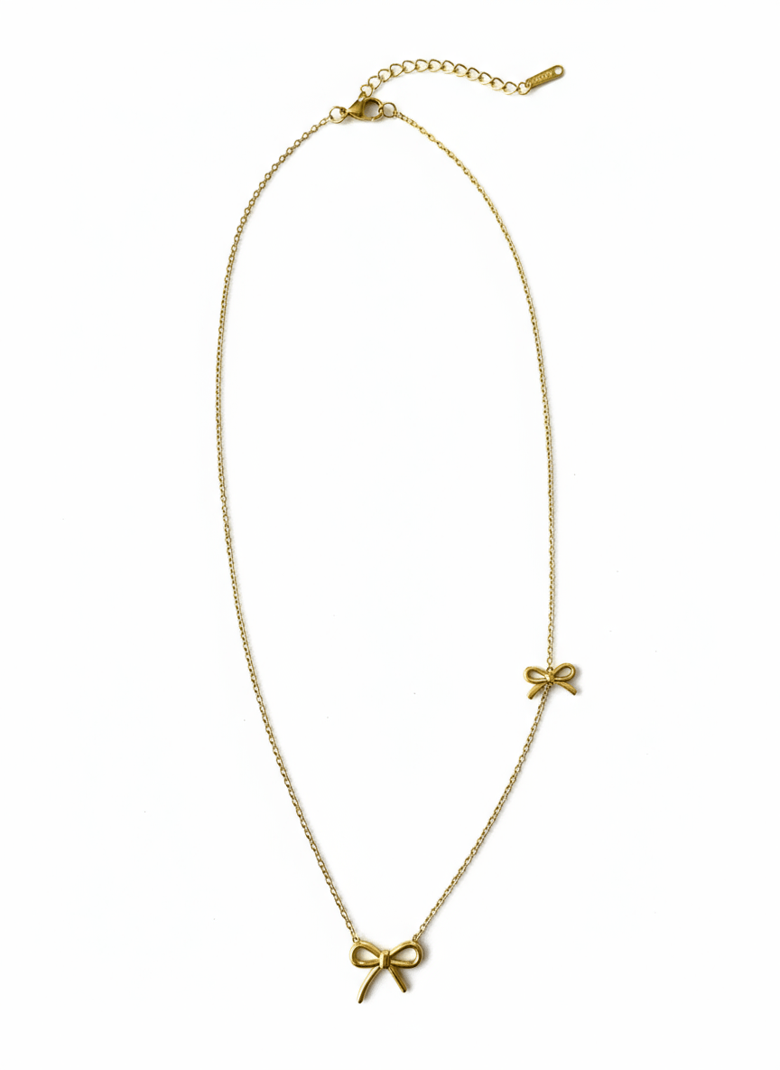 Chic Gold-Plated Bow Charm Necklace for Women