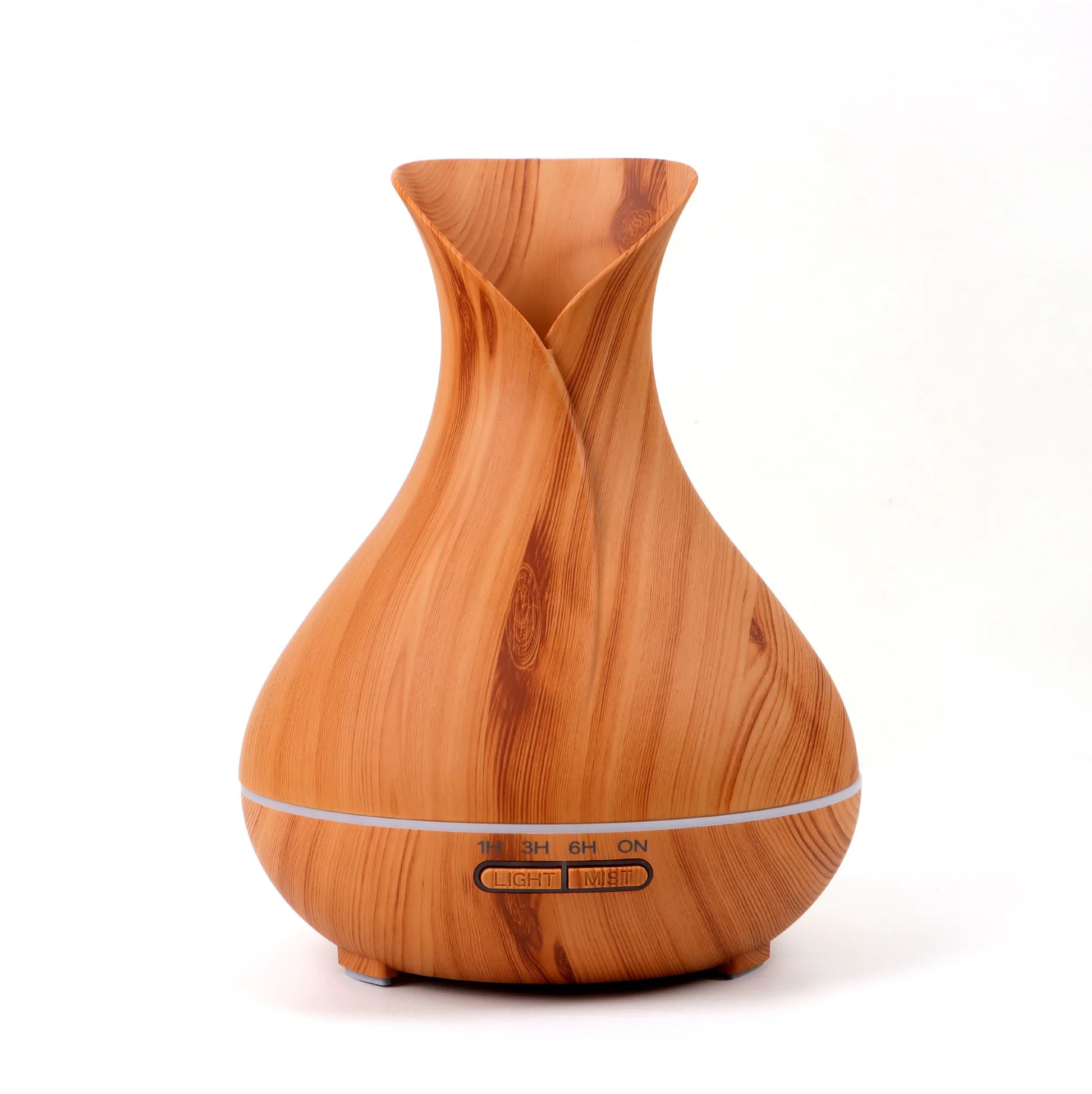 Pot Shape Wood Design Humidifier, Aroma Air Humidifier with Advanced Ultrasonic Technology | Dual Spray Modes | Stress Relief, Relaxation & Sleep Support | 6 Color Changing Lights