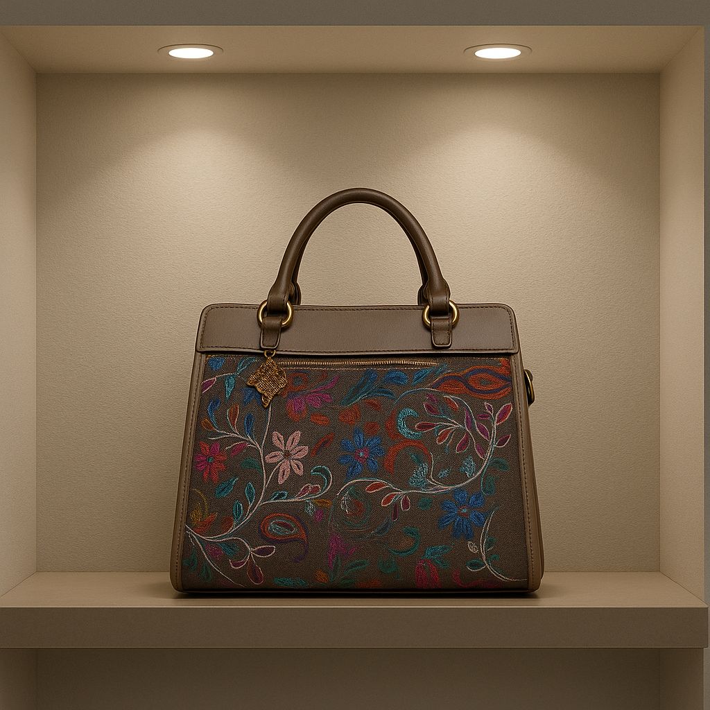 Floral Embroidered Top Handle Handbag - Handbags | Buy online on ZillyBuy