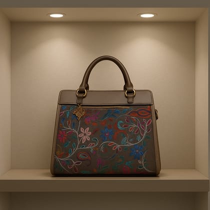Elegant Floral Embroidered Women's Top Handle Handbag
