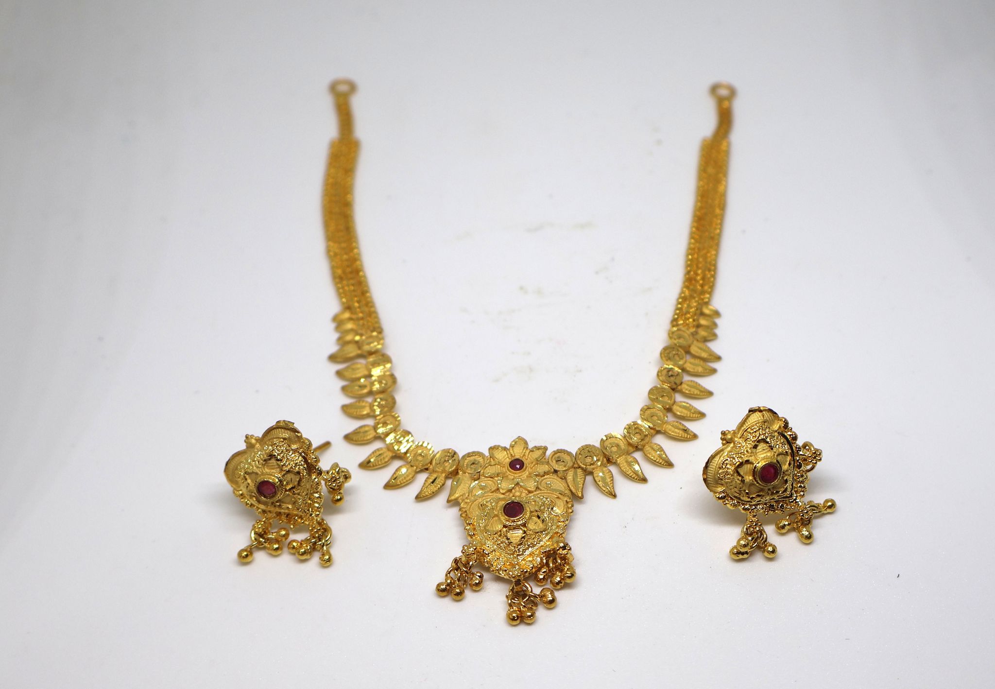 Traditional Gold Plated Necklace & Earring Set