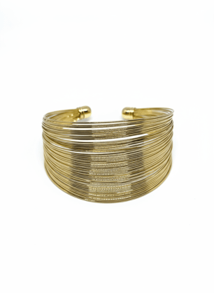 Elegant Gold Multi-Layer Open Cuff Bracelet for Women