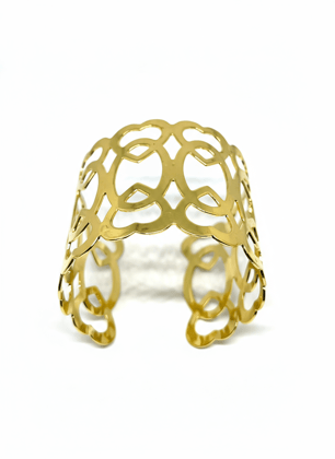Elegant Gold-Plated Cutout Design Cuff Bracelet for Women