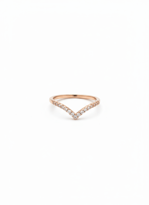 Elegant Rose Gold Pave V-Shape Diamond Stackable Ring