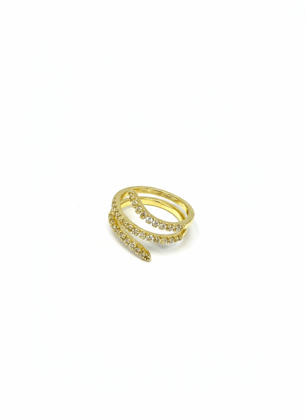 Elegant Gold-Plated Spiral Pave Ring for Women