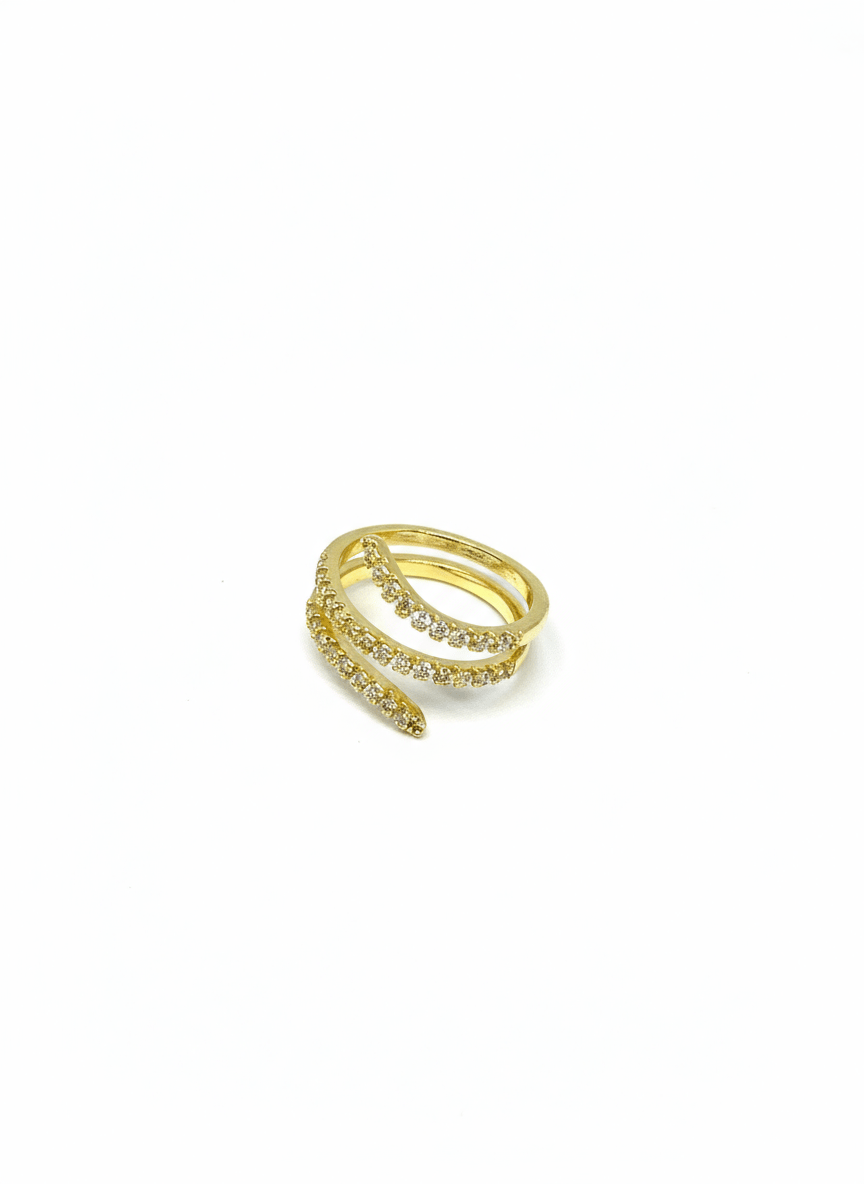 Elegant Gold-Plated Spiral Pave Ring for Women