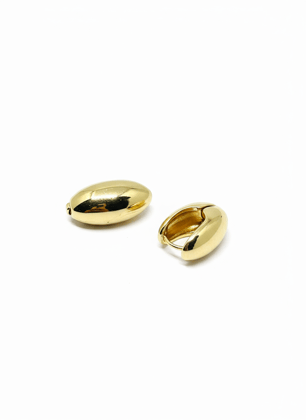 Sleek Gold-Plated Unisex Oval Huggie Hoop Earrings
