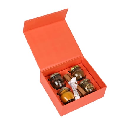 Rural Roots Zaika Sutra Diwali Gift Hamper | Spices Gift Box with 4 Matka Jars (Haldi, Green Cardamom, Laung, Black Cardamom, Garam Masala) | Wholesome Masala Gift Set for Deepawali & Corporate Gifting