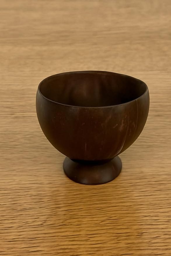ECOCASK Large Coconut Shell Serving Bowl | Handmade Standing Soup & Dessert Bowl – Brown