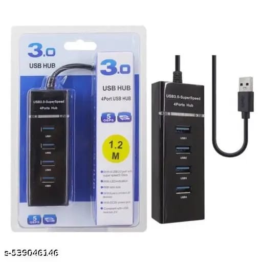 4 Port USB HUB SuperSpeed 3.0 Portable Mini-Hub For Pendrive, Mouse, Keyboards, Camera, Mobile, Tablet, PC, Laptop, TV Etc - USB Hub (Black)