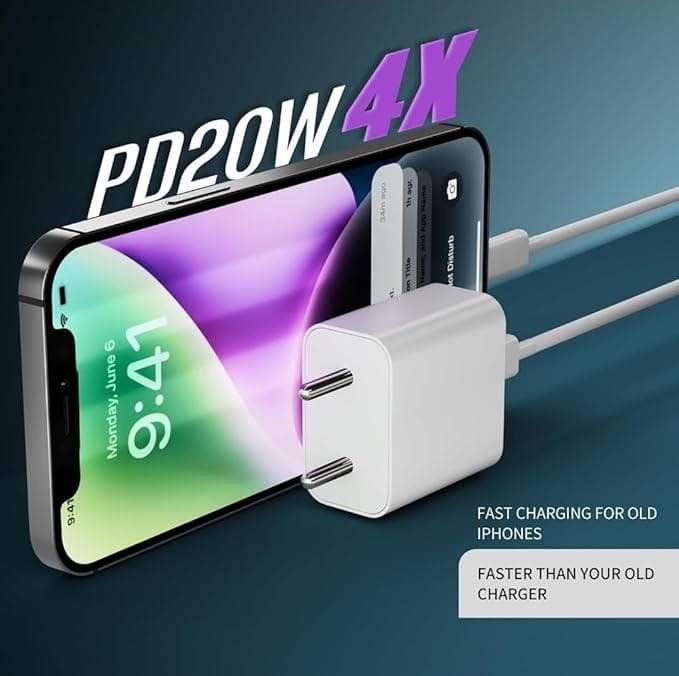 20W Charger Type C Adapter for iPhone 16/16 Plus/16 Pro/16 Pro Max, 15/15 Plus/15 Pro/15 Pro Max, 14/13/12/11 Series with PD 3.0 USB-C 20 Watt Fast Charging Adapter