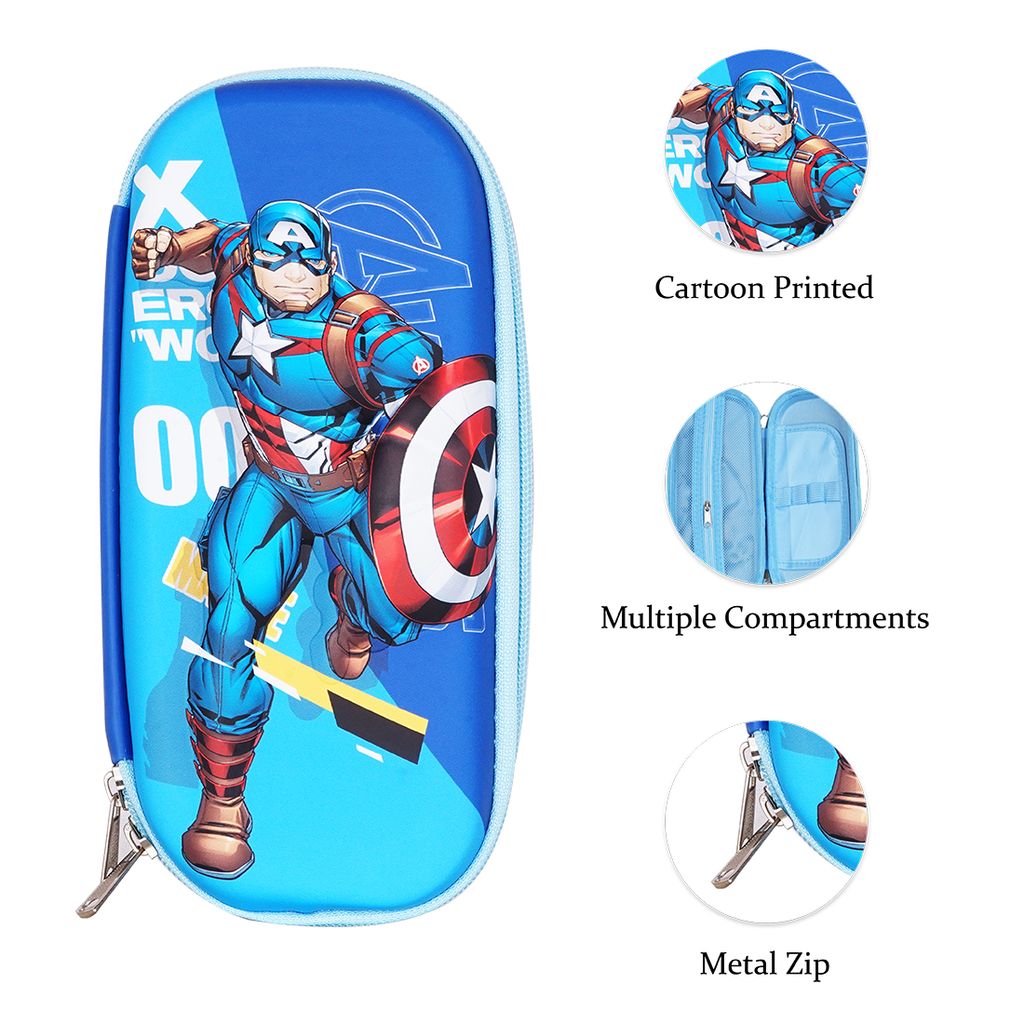 Captain America Pouch | Kids Pencil Case Organizer for School | Pencil Pouch | Cartoon Pencil Pouch | Pencil Case | Personalised Pencil Case | Pencil Bag | Cute Pencil Cases | Large Pencil Case | Small Pencil Case 