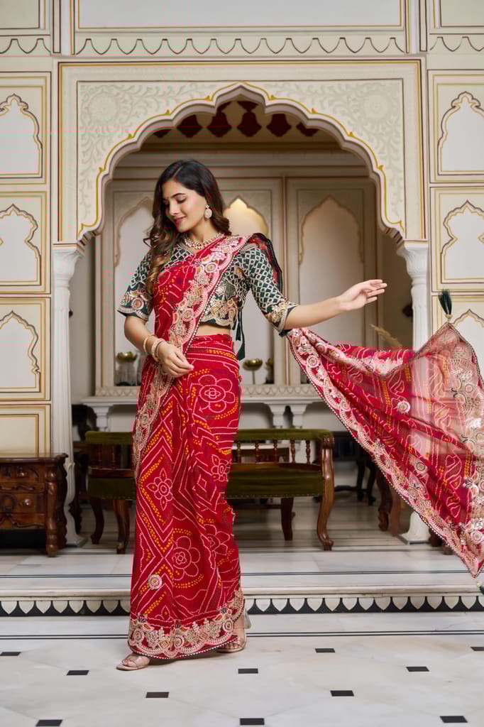 Red Saree for Karva Chauth | Designer Bridal Silk Saree Online | Traditional Festive Wear Saree for Women