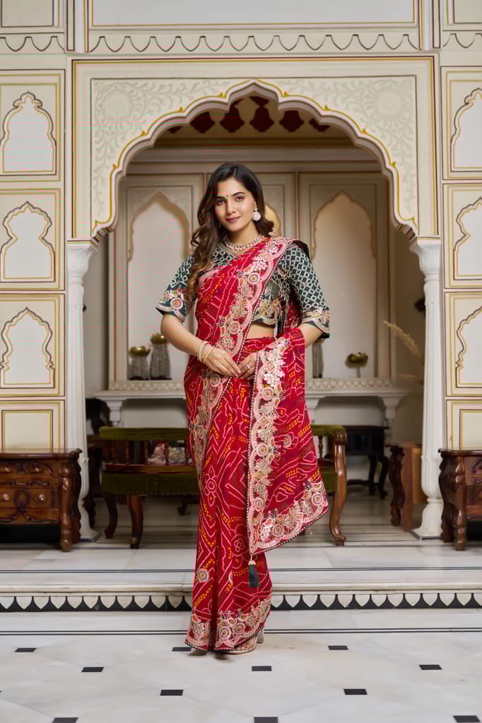 Red Saree for Karva Chauth | Designer Bridal Silk Saree Online | Traditional Festive Wear Saree for Women