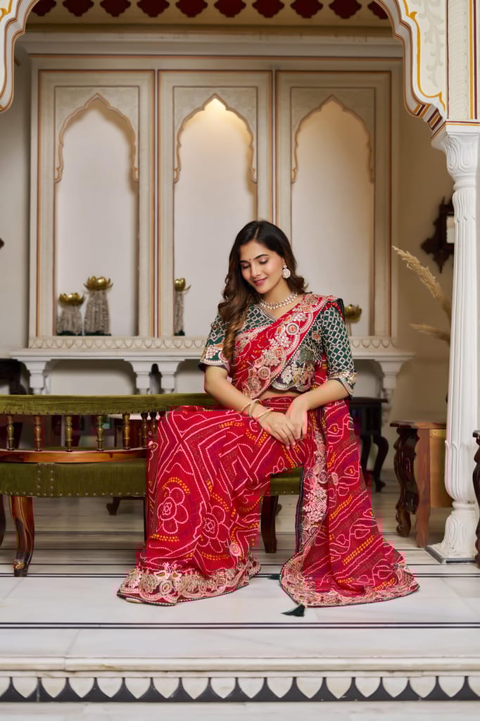 Red Saree for Karva Chauth | Designer Bridal Silk Saree Online | Traditional Festive Wear Saree for Women