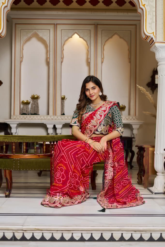 Red Saree for Karva Chauth | Designer Bridal Silk Saree Online | Traditional Festive Wear Saree for Women