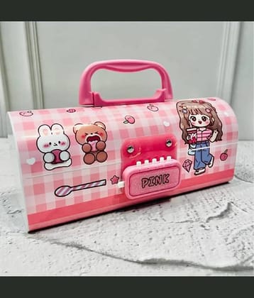 FEDIFU  Plastic Pen Pencil Box Suitcase Style Password Lock Pencil Case Multi-Layer Pencil Box Stationary Organizer Case for Boys Girls Kids