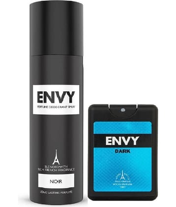 Envy - Noir Deo - 120ml & Dark Pocket Perfume - 18ml  Eau De Parfum (EDP) For Men 2 ( Pack of 2 )