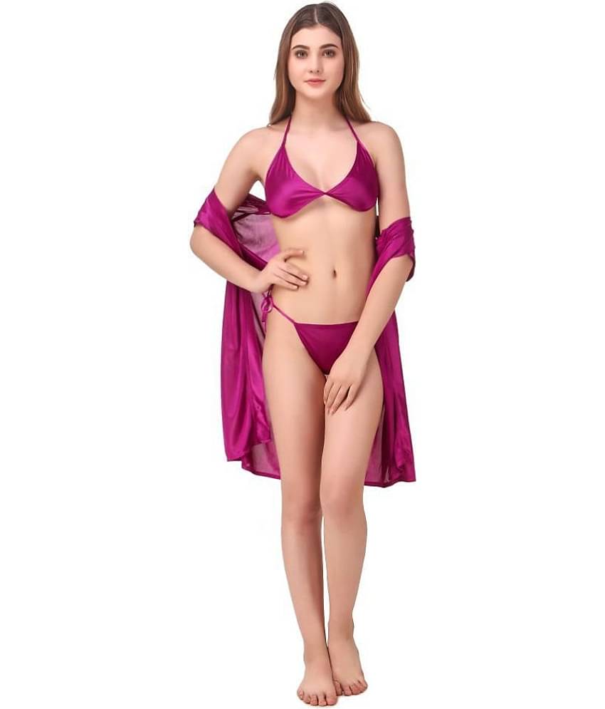 Reposey Satin Nighty & Night Gowns - Purple