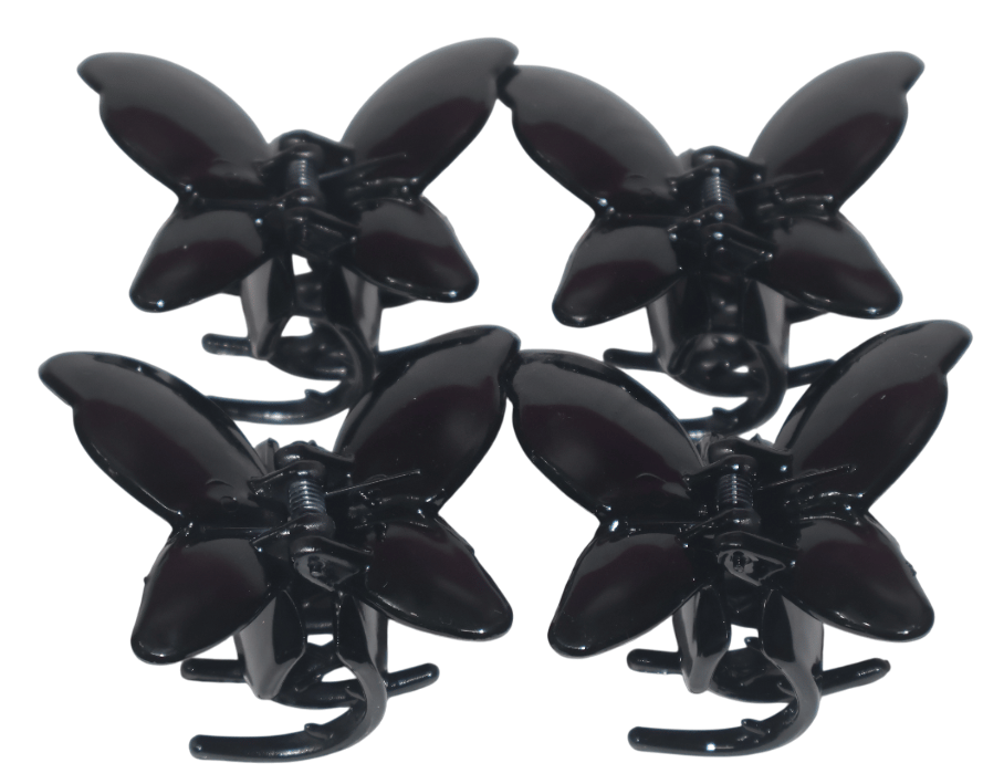 Black Butterfly Mini Hair Claw Clips for Women & Girls (Pack of 4)