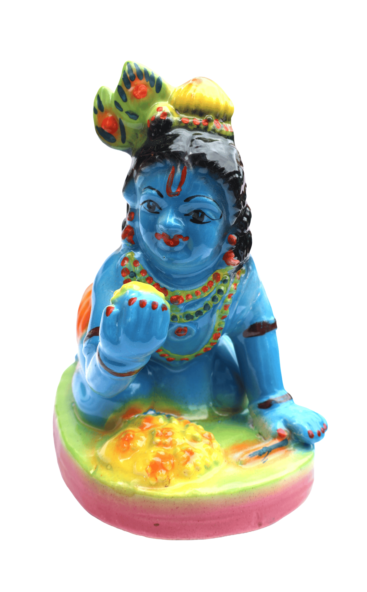 Vibrant Ceramic Baby Krishna Laddu Gopal Idol Figurine
