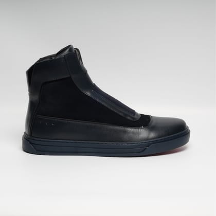 ZH III - BLUE - Blue High-Top Suede & Leather Slip-Ons-8