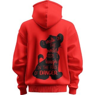 BULL CLOTHING Mens I Walk On The Wild Side  Premium 280 GSM Fleece Red Hoodie for Ultimate Comfort and Style (XL)