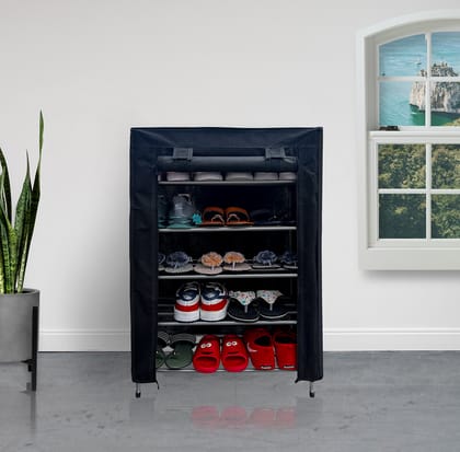 Philoshop 5 Tier Metal Pipe Shoe Organizer with Cover