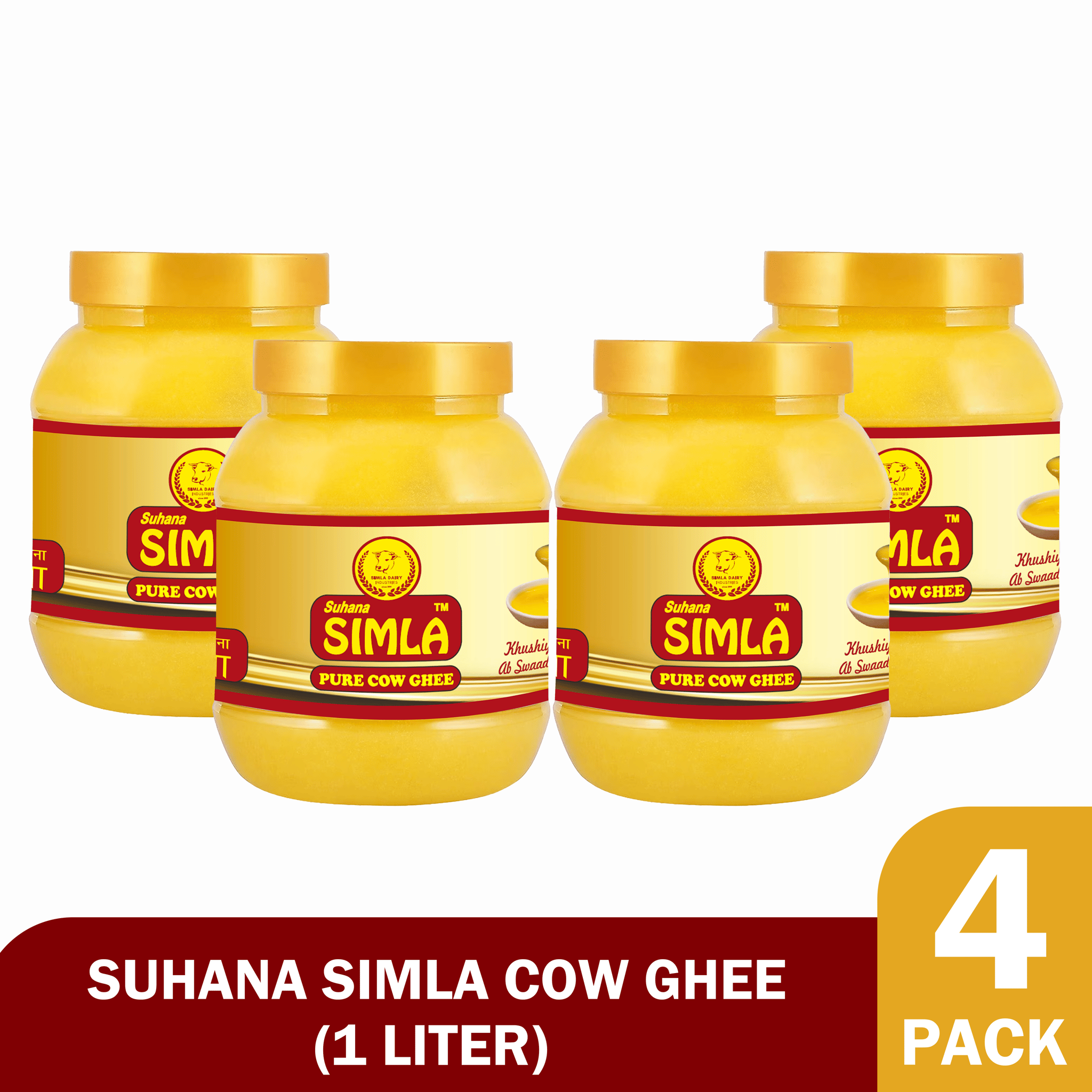 Suhana Simla Premium 1 Liter Danedar Cow Ghee Pure Desi Ghee (PACK OF 4)