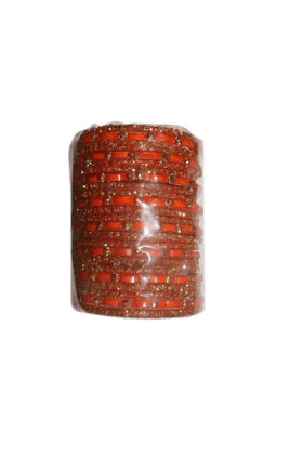 Vibrant Orange and Gold Studded Traditional Bangle Set for Women